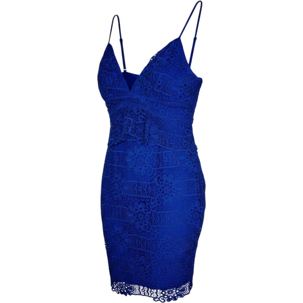 Guess Lace Dress Women 6 Royal Blue Guipure Bodycon Mini Cocktail Wedding‎